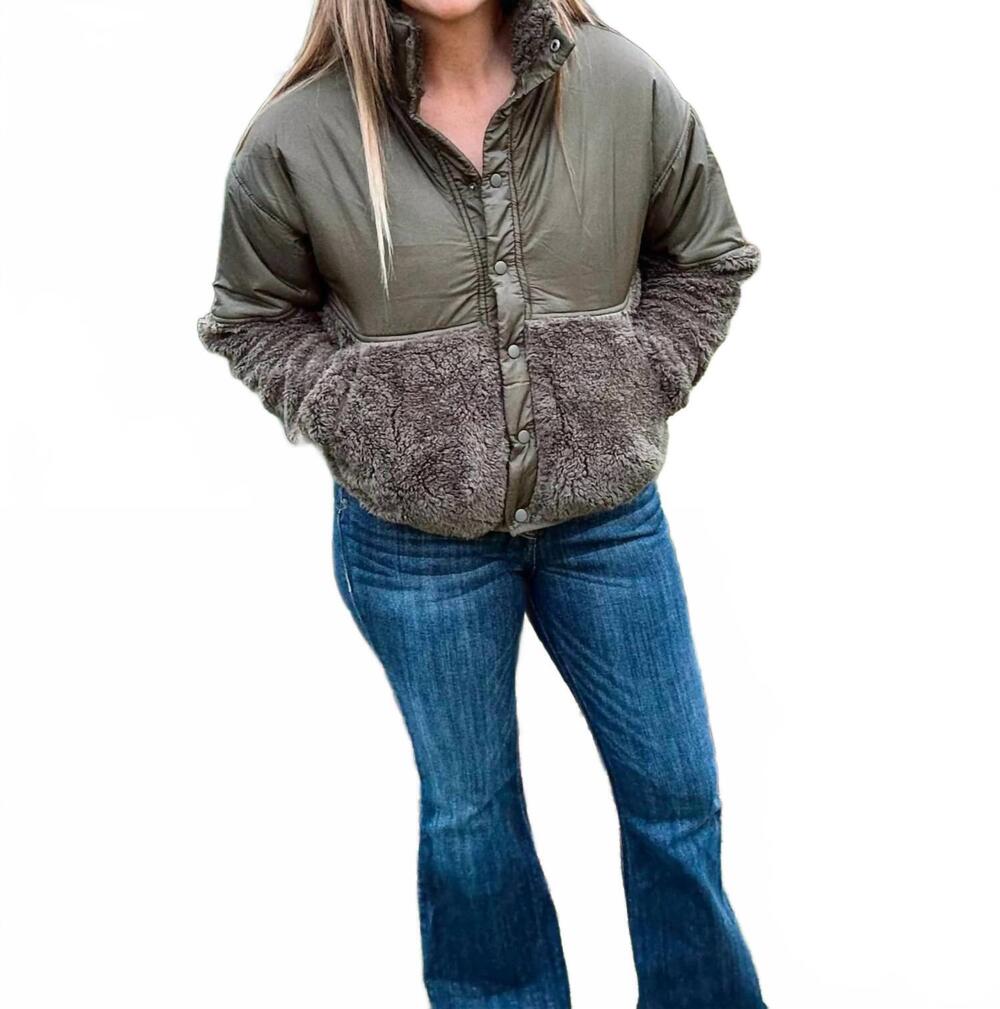 NEW THREAD & SUPPLY women's delia jacket in olive green